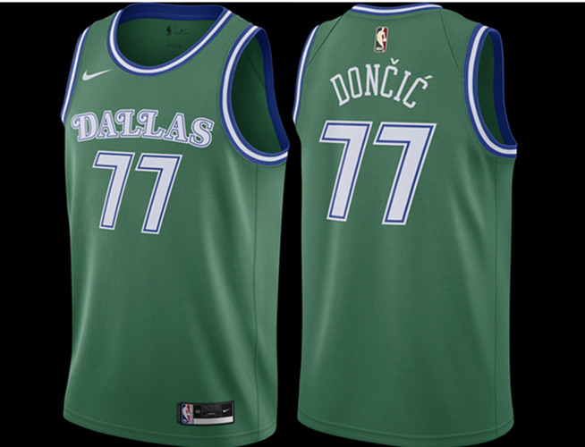 Men's Dallas Mavericks #77 Luka Doncic 20-21 Green NBA Stitched Jersey Men's Dallas Mavericks #77 Luka Doncic 20-21 Green NBA Stitched Jersey
